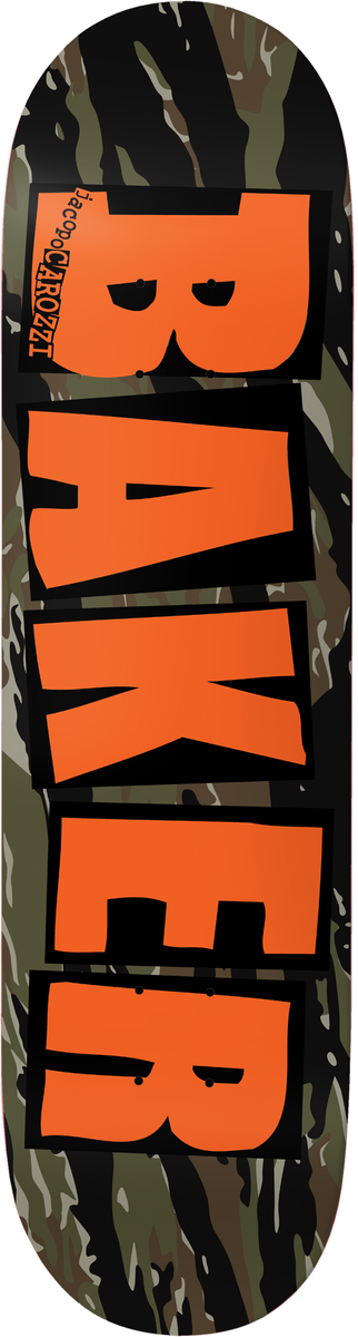 Baker Jacopo Carozzi Brand Logo Tiger Stripe Twin 8.38" Skateboard Deck