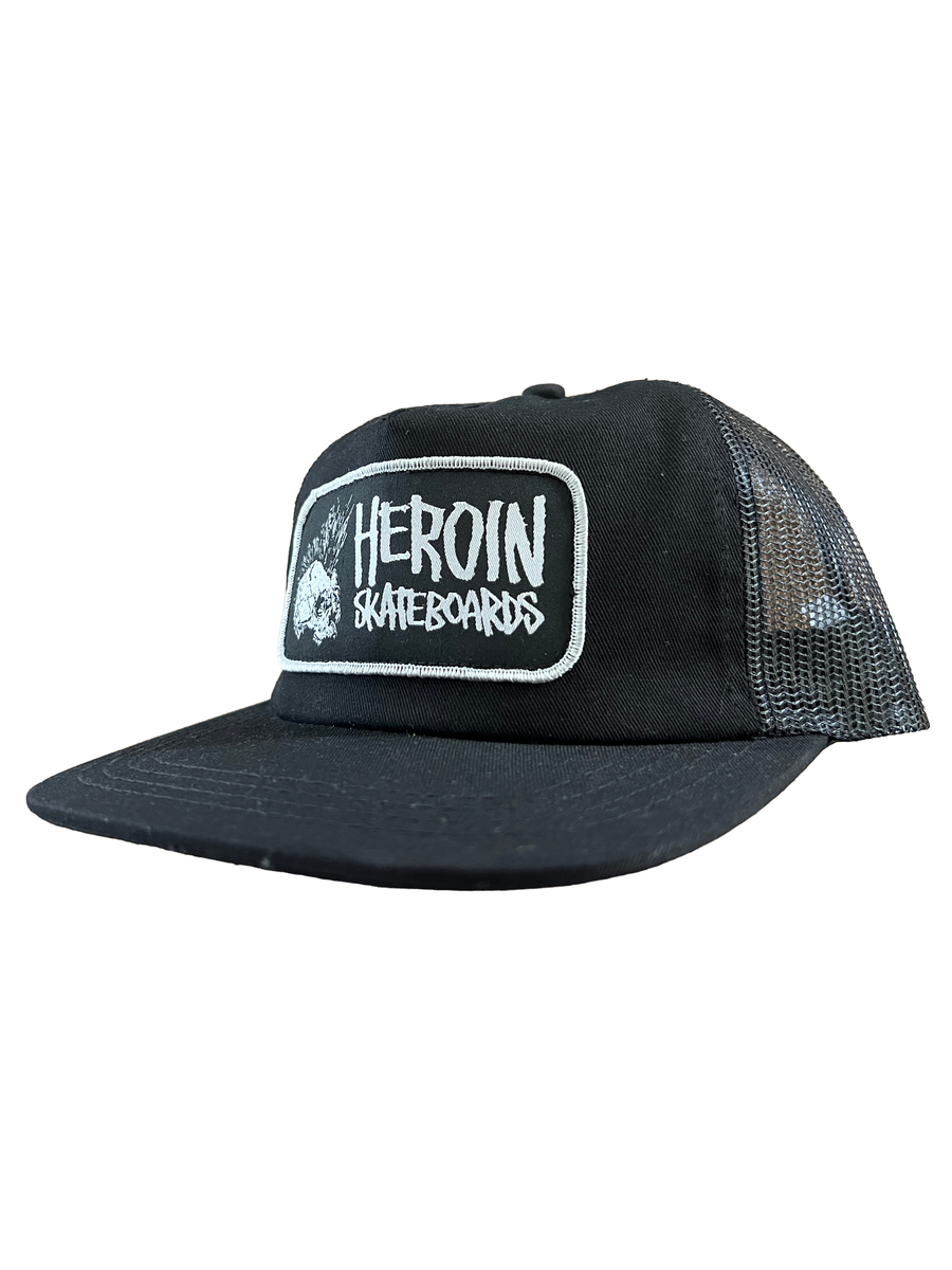 Heroin "Punk Skull" Black Trucker Snapback Hat