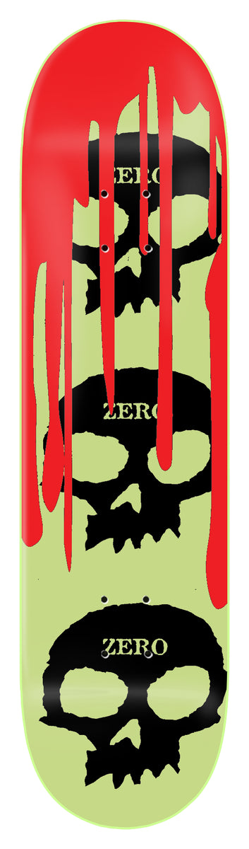 Zero "3 Skull Blood" Glow-in-the-Dark Dipped 8.5" Skateboard Deck