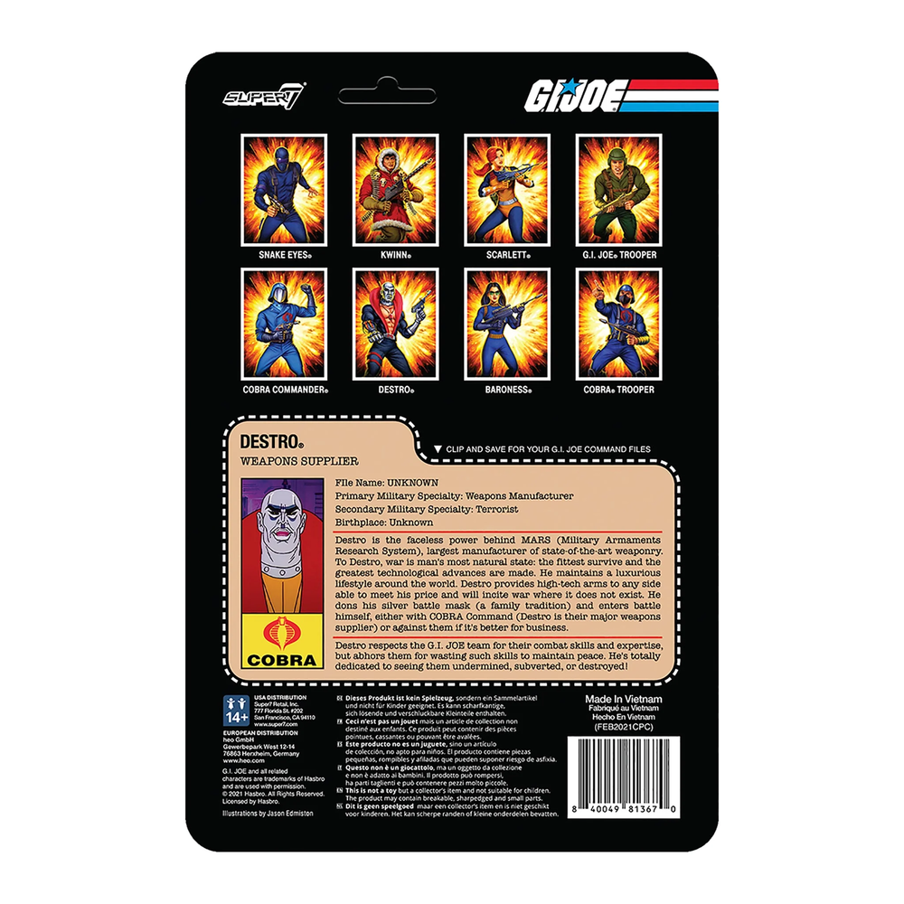 Super7 X G.I. Joe Destro Wave 1 Reaction Figure