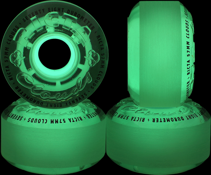 Ricta Clouds Transparent Green GITD 57mm 78a Skateboard Wheels