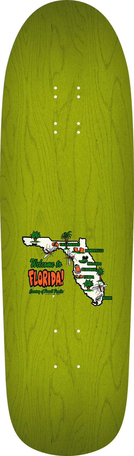 Powell Peralta Mike Fraizer Yellow Man 9.5" Green Stain Skateboard Deck