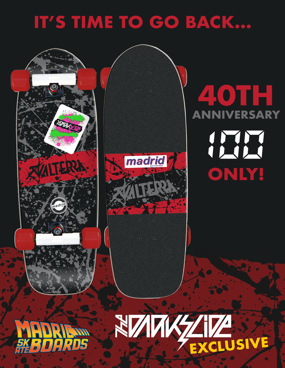 Valterra X Madrid Marty Dark Slide Exclusive Ltd 9.5" Skateboard Deck Bttf