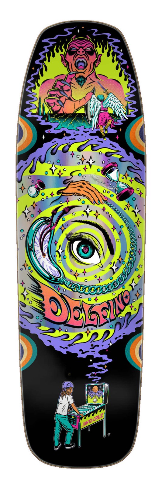 Santa Cruz Delfino Pinball Vision Pro 9.14" Skateboard Deck
