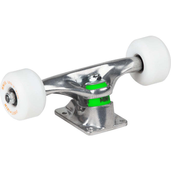 Mini Logo 7.63" Raw Trucks + ML Bearings + A-cut 53mm 101a White Wheels (Set of