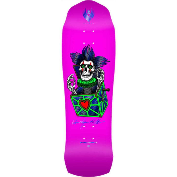 Powell Peralta Chris Hiett Skull Pink & Green w/ Blue Foil 9.5" Flight Skateboar