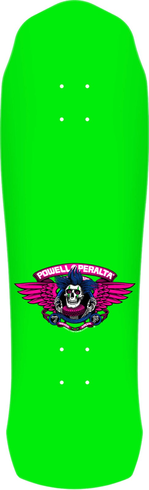 Powell Peralta Chris Hiett Skull Neon Green w/ Blue Foil 9.5" Skateboard Deck