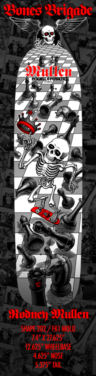 Powell Peralta Rodney Mullen Chess Bones Brigade Series 17 White Skateboard Deck
