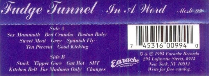 FUDGE TUNNEL - In A Word MC Cassette