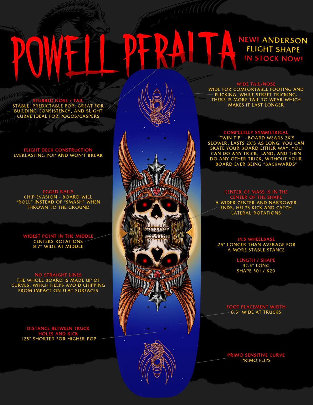 Andy Anderson Heron 2 Egg Flight skateboard deck detail view