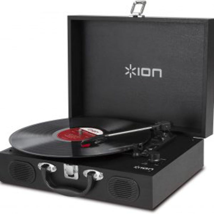 Ion Motion Portable Suitcase Turntable Vinyl LP Record Player With Built-In Spea