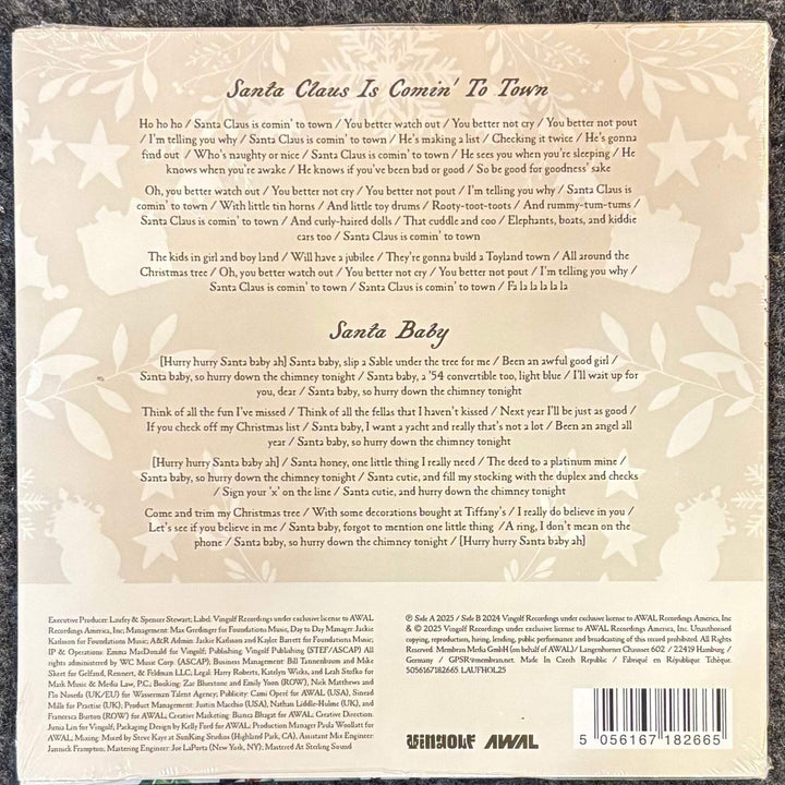 LAUFEY - A VERY LAUFEY HOLIDAY: SANTA CLAUS IS COMIN' TO TOWN EDITION 7" Vinyl R