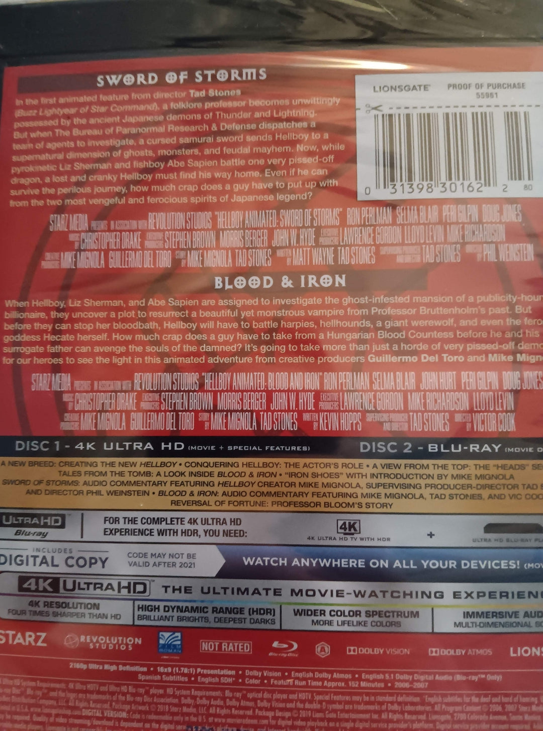 Hellboy Animated Sword of Storms + Blood and Iron [4K ULTRA HD BLU-RAY + DOWNLOA