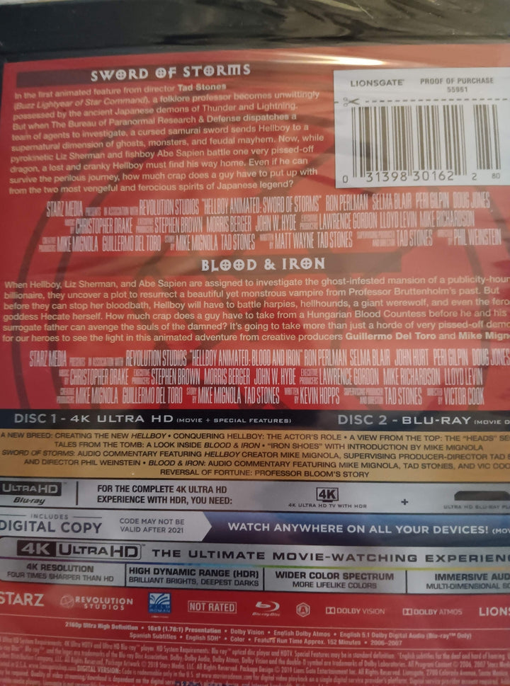 Hellboy Animated Sword of Storms + Blood and Iron [4K ULTRA HD BLU-RAY + DOWNLOA