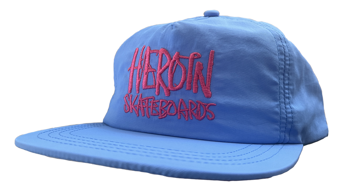 HEROIN "Script" Cornflower Blue Nylon Snapback Hat