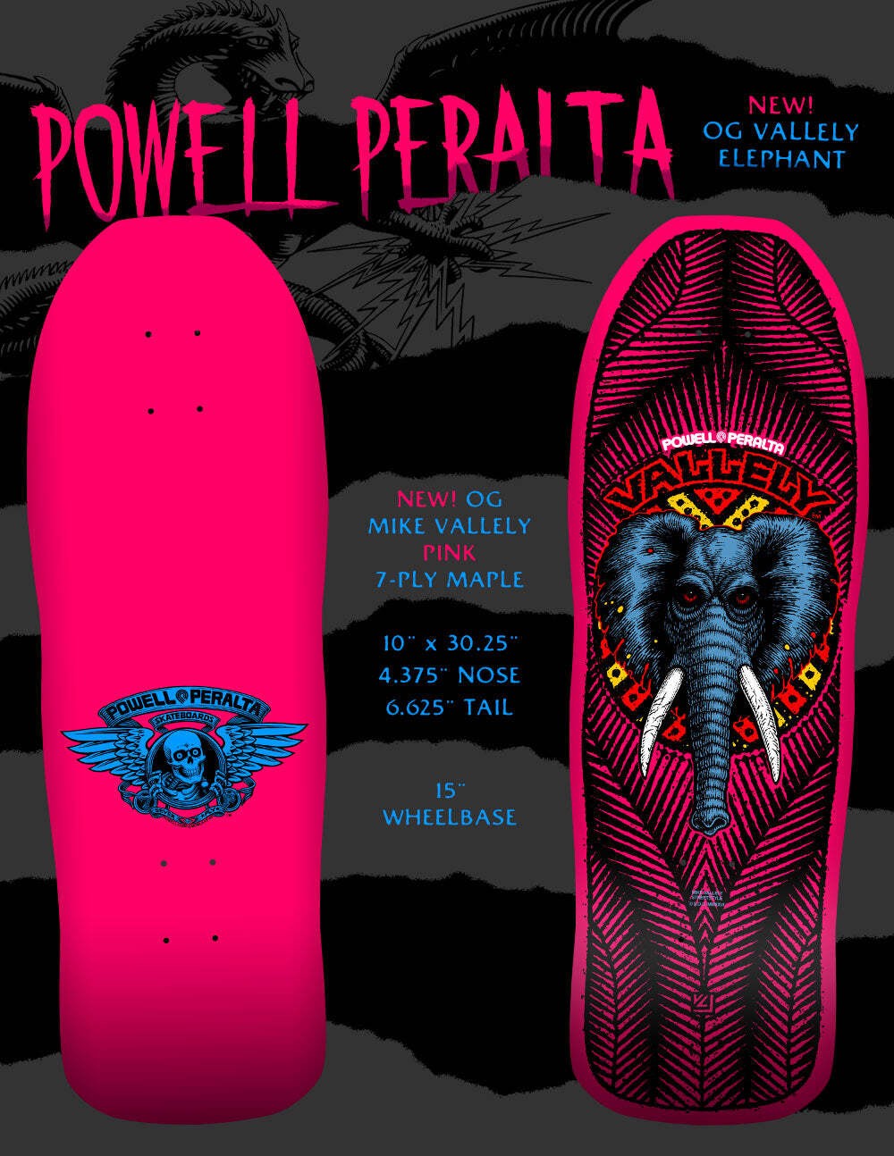 Powell Peralta Mike Vallely Elephant Pink 9.85" Complete Skateboard