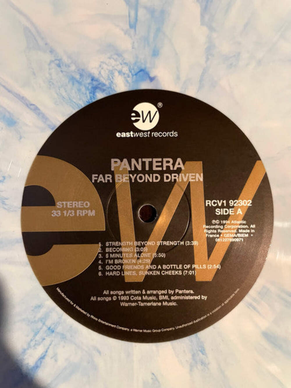 Pantera - Far Beyond Driven (White & Blue Marbled Color Vinyl) LP Record