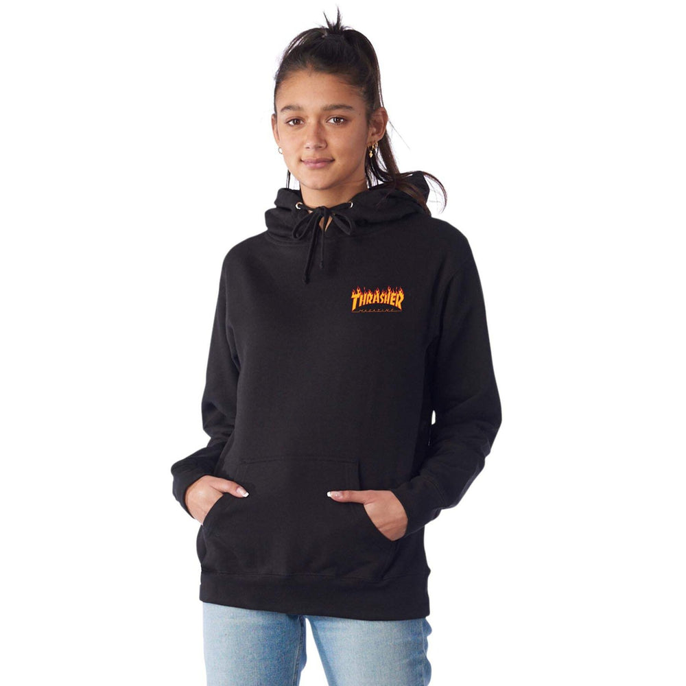 Santa Cruz X Thrasher Flame Dot Hooded Mid Wt Boyfriend Sweatshirt