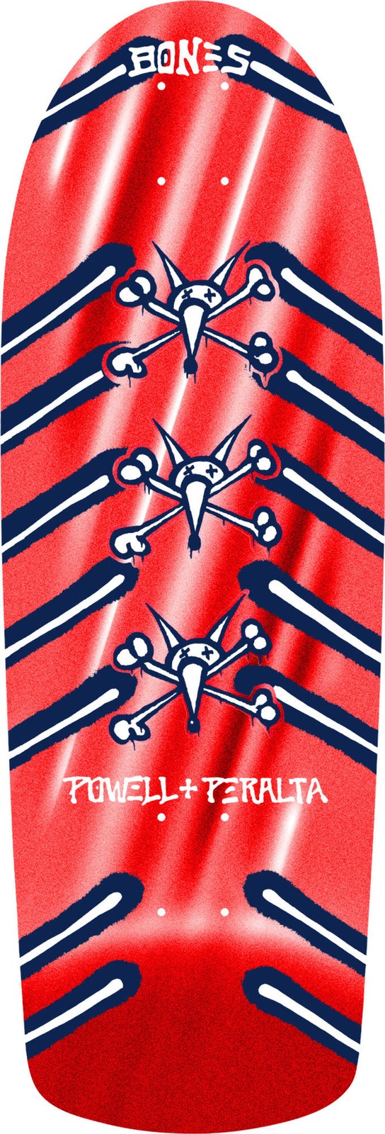 Powell Peralta OG Rat Bones Red Foil skateboard deck detail view