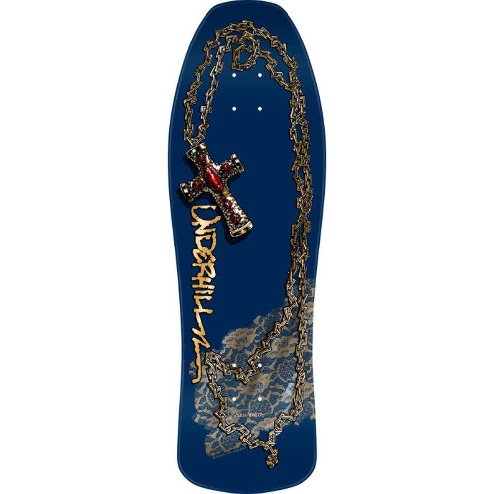 Powell Peralta Ray Underhill Chain Cross Navy Gold Foil 10" Complete Skateboard
