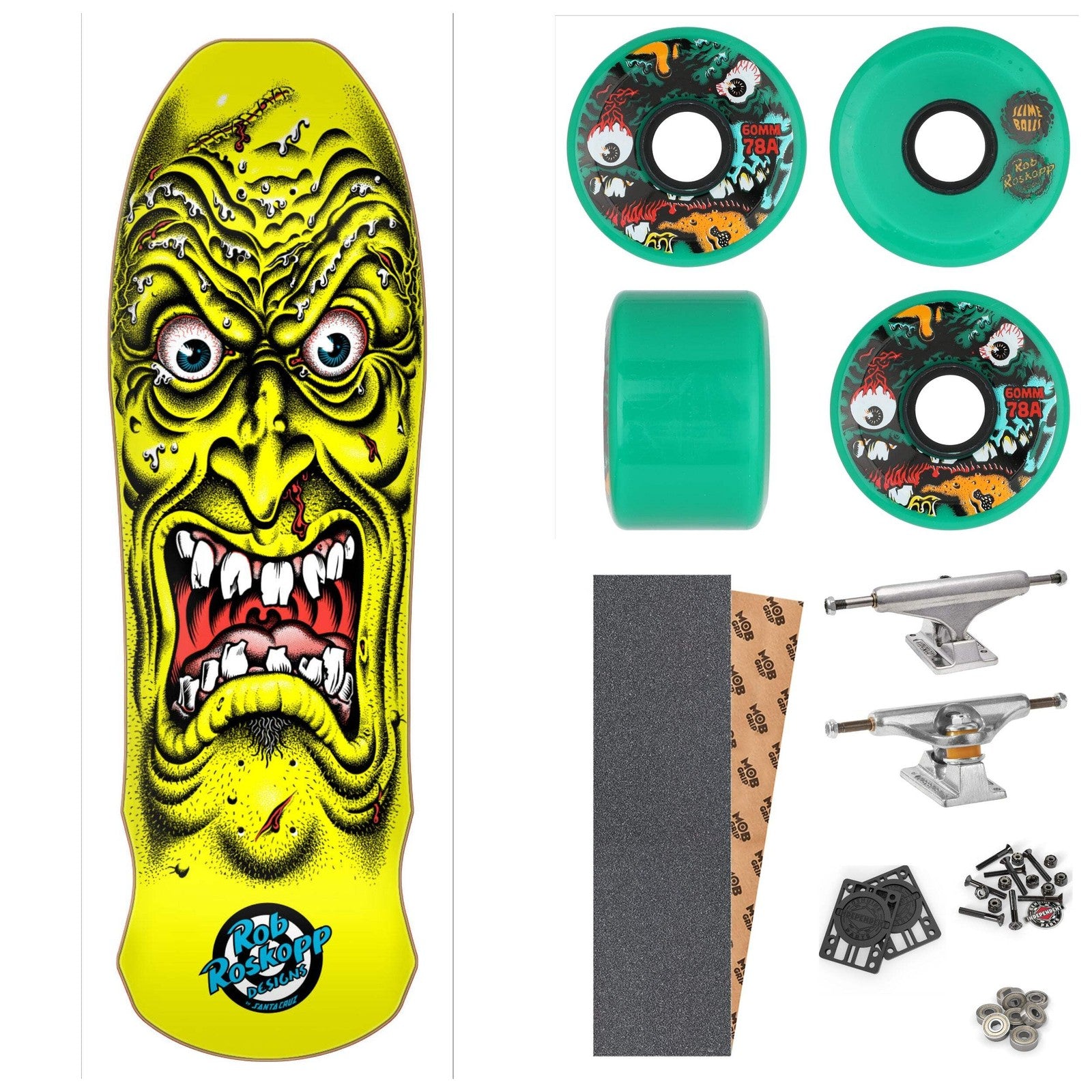 SANTA CRUZ Rob Roskopp スケートボード コンプリート Santa Cruz Rob Roskopp Face Yellow 9.5