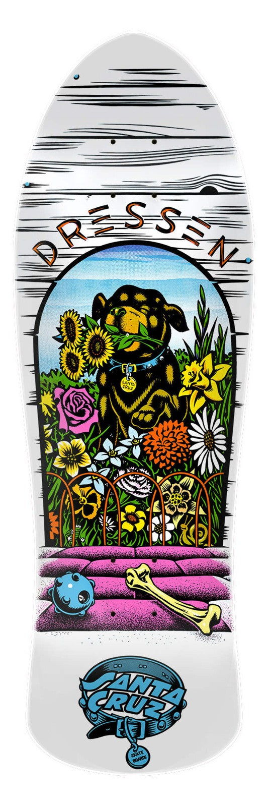 Santa Cruz Dressen Pup White Dip 9.5" Complete Skateboard