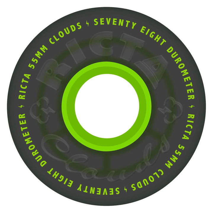 Ricta Clouds Transparent Black/Green 55mm 78a Skateboard Wheels