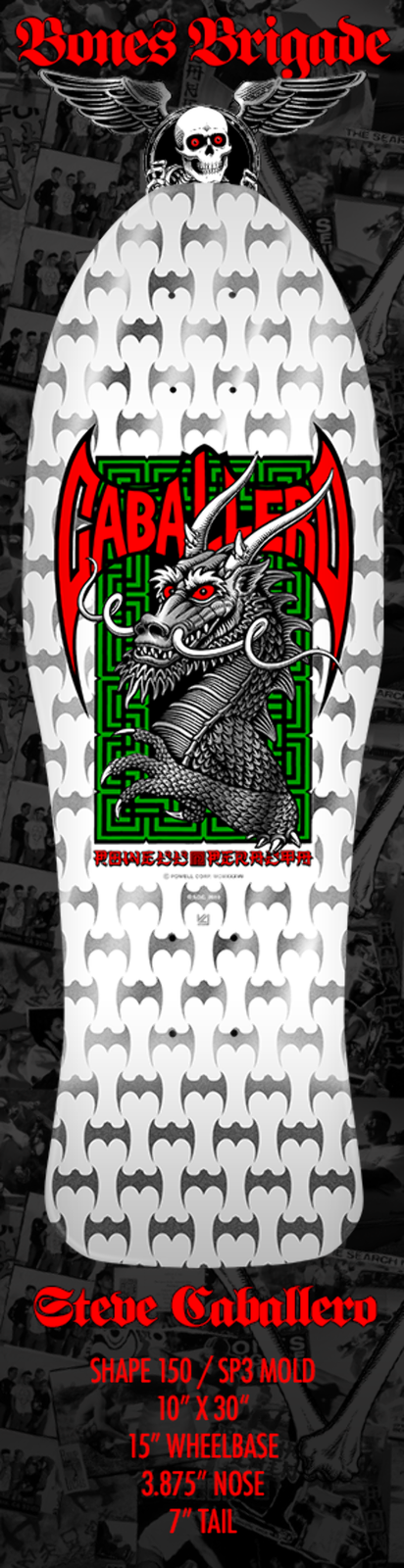 Powell Peralta Steve Caballero DNB Bones Brigade Series 17 White Skateboard Deck