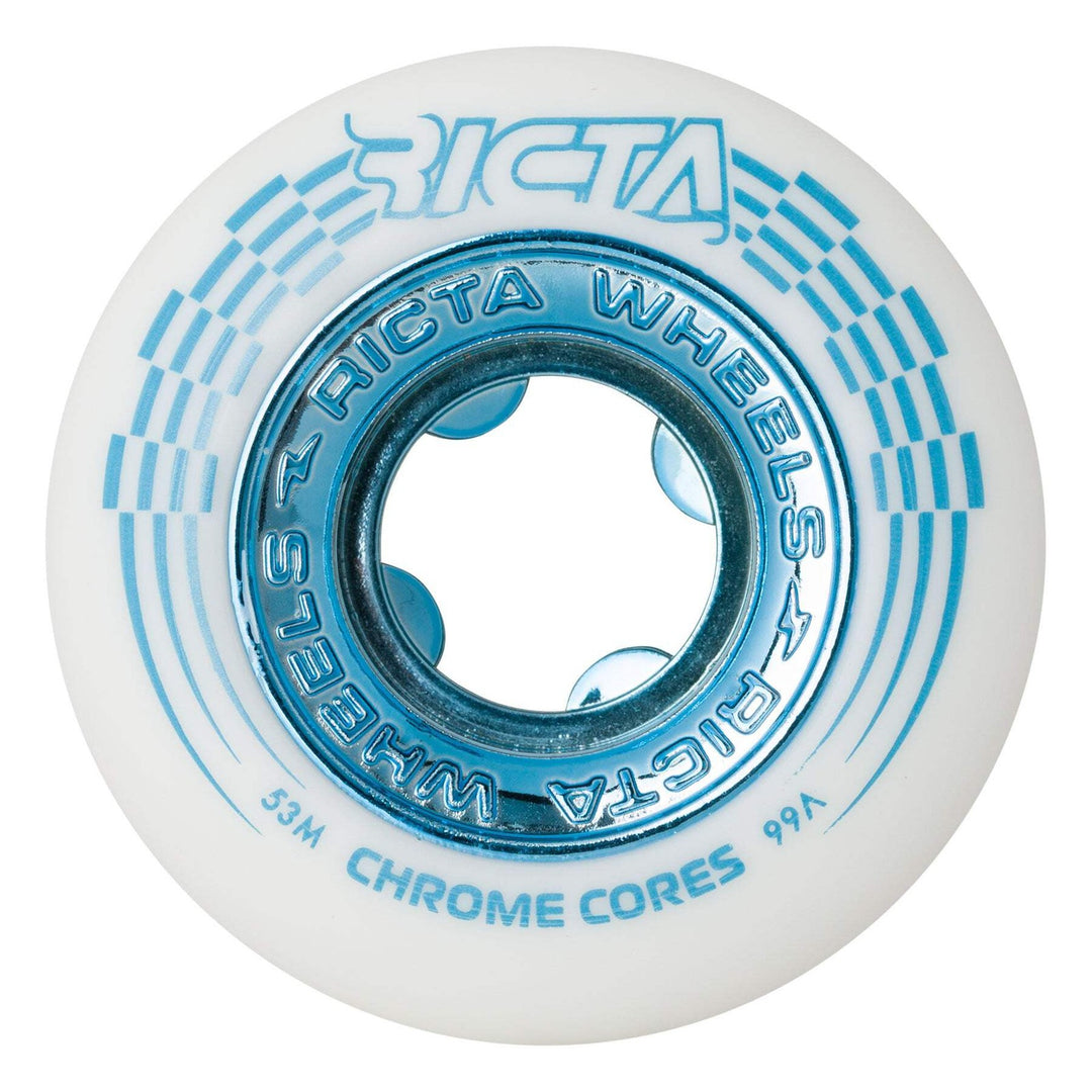 Ricta Chrome Core White Teal 53mm 99a Skateboard Wheels
