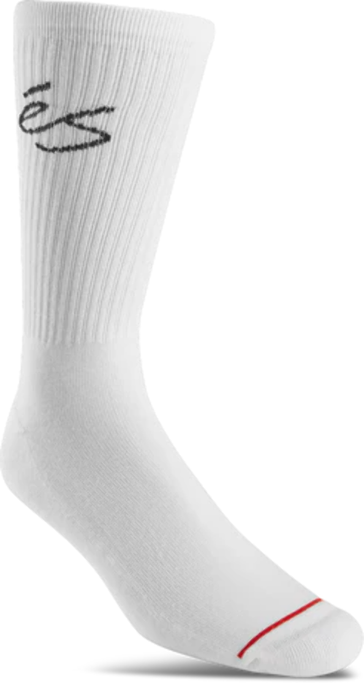 eS Script White Crew Socks