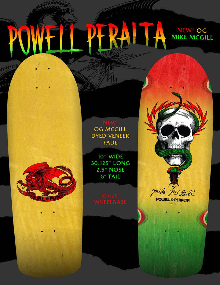 POWELL PERALTA McGILL SKULL & SNAKE Dyed Veneer Fade SKATEBOARD DECK