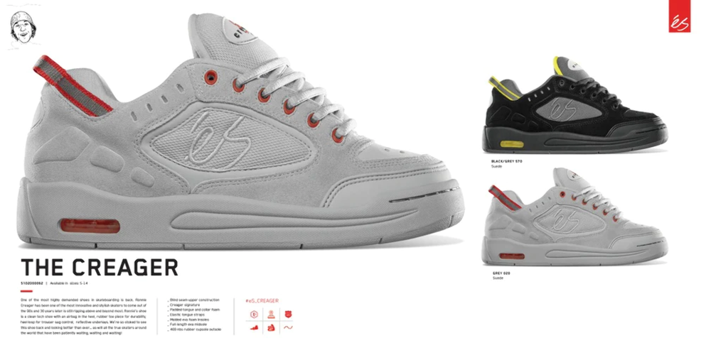 És The Creager Black/Grey Skateboard Shoes