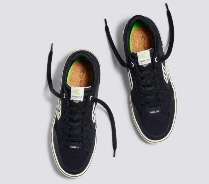 CARIUMA VALLELY Men Skate Black Suede and Cordura Ivory Logo Men's Sneaker