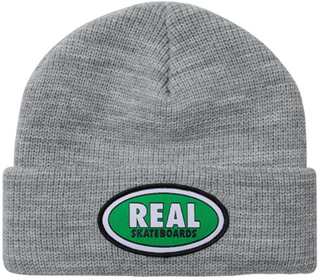 Real Oval Cuff Beanie (Grey/Green)