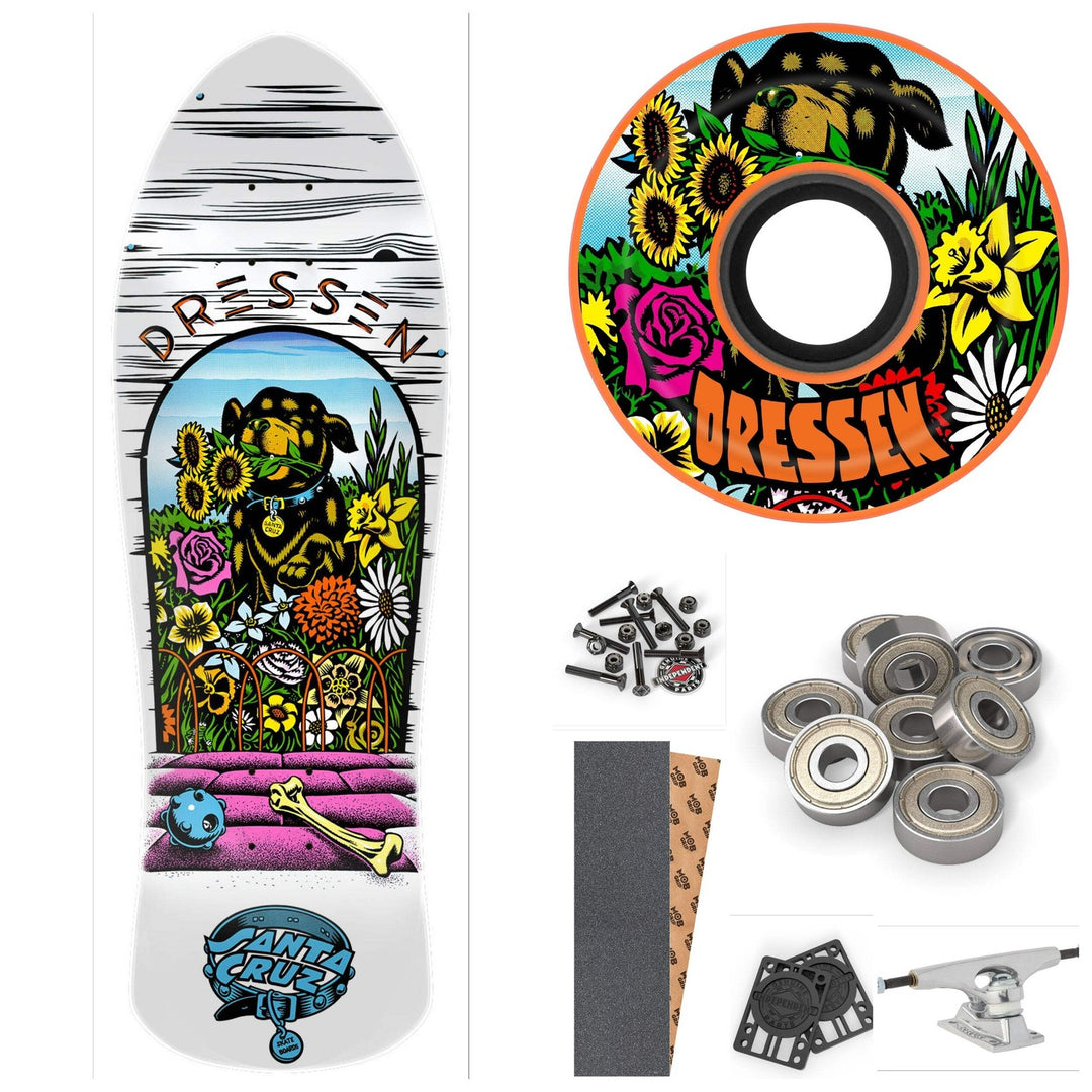 Santa Cruz Dressen Pup White Dip 9.5" Complete Skateboard