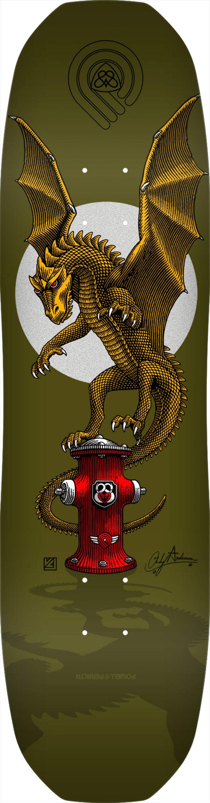 Andy Anderson Hydrant 8.4 inch 7-ply skateboard deck detail view