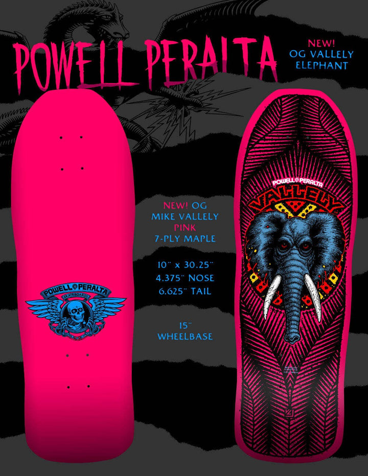 Powell Peralta Mike Vallely Elephant Pink [Autographed] Skateboard Deck