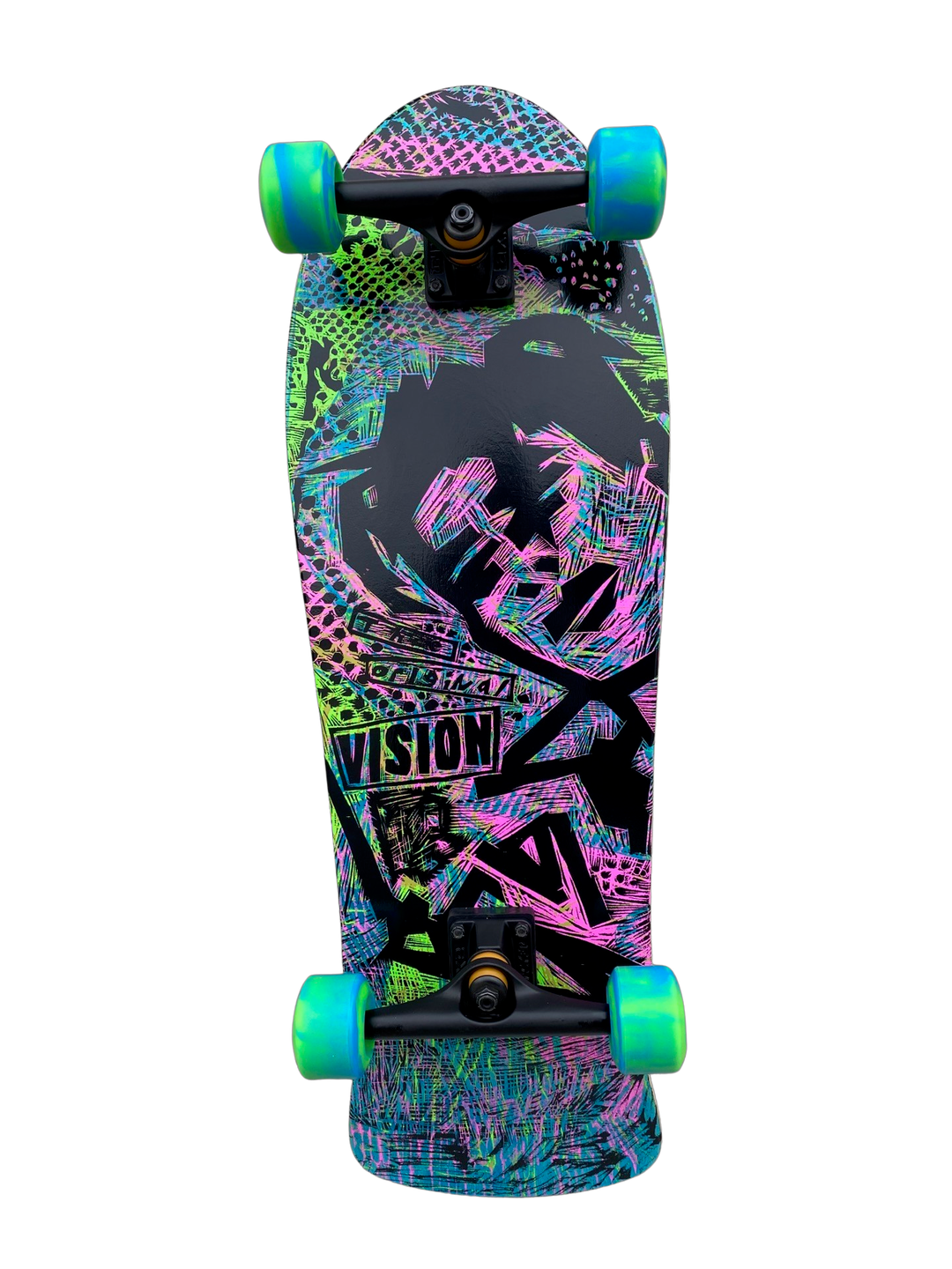 Vision Gonzales Original MG Woodcut Turquoise / Pink 10" Complete Skateboard