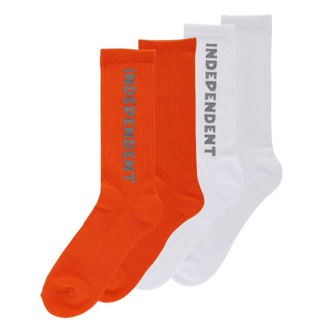 Independent Baseline 2-Pack White/Orange Men's Socks