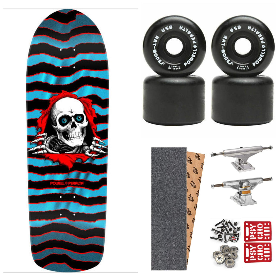 POWELL PERALTA "OLD SCHOOL RIPPER" AQUA FOIL 10" COMPLETE SKATEBOARD