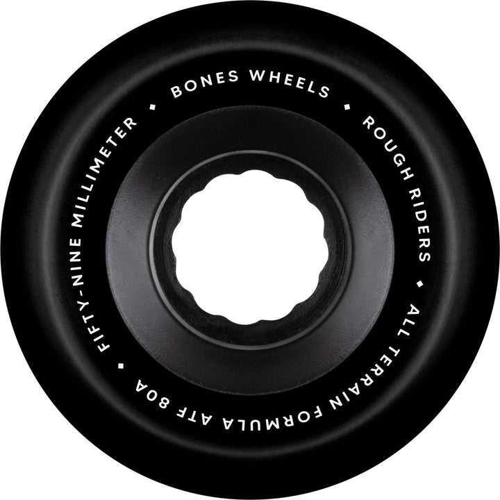 Bones Atf Rough Riders 59Mm 80A Black All Terrain Skateboard Wheels
