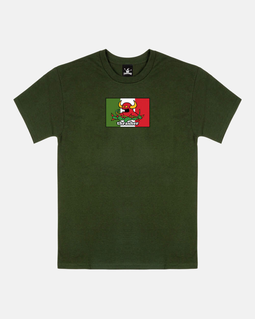 THRASHER X TOY MACHINE "HECHO" T-SHIRT