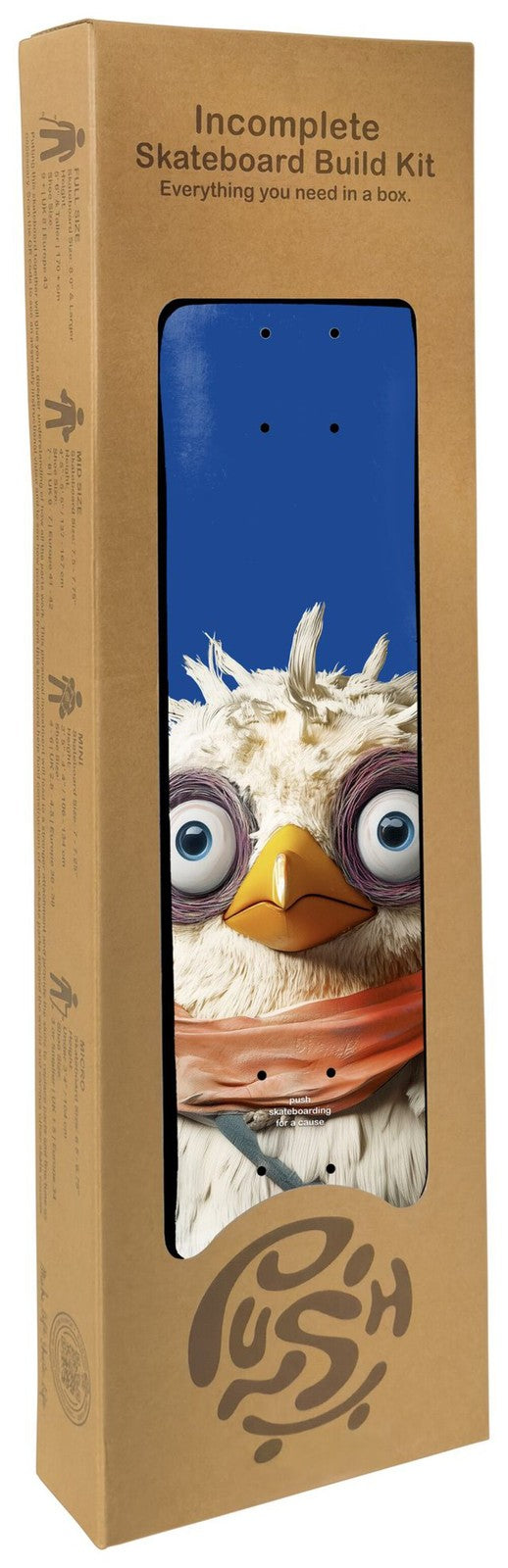 PUSH "Chicken" 8.25" IN-COMPLETE SKATEBOARD