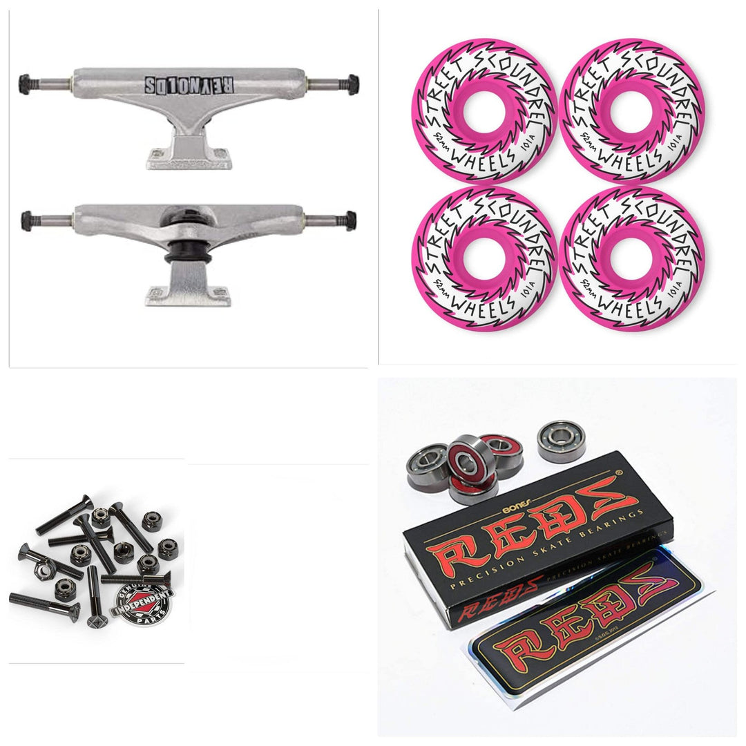Independent Hollow Mid 129mm (7.6") Trucks + Street Plant 52mm Wheels + Bones Re