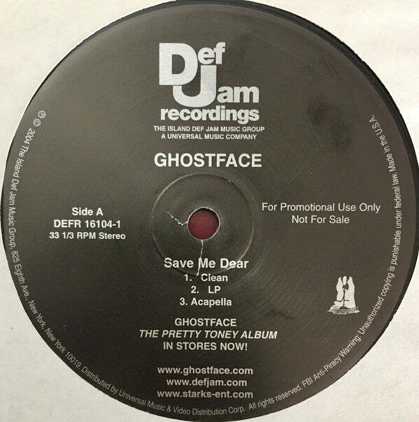 Ghostface - Save Me Dear / Tooken Back Vinyl LP Record