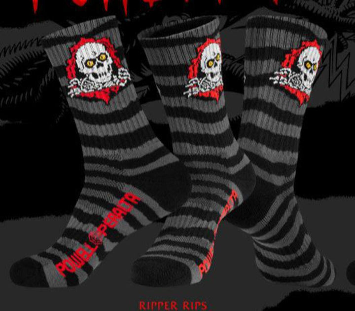 POWELL PERALTA RIPPER CHARCOAL / BLACK RIPS SOCKS