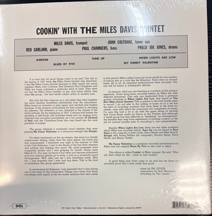MILES DAVIS - Cookin' With The Miles Quintet [180G] Vinyl LP Record