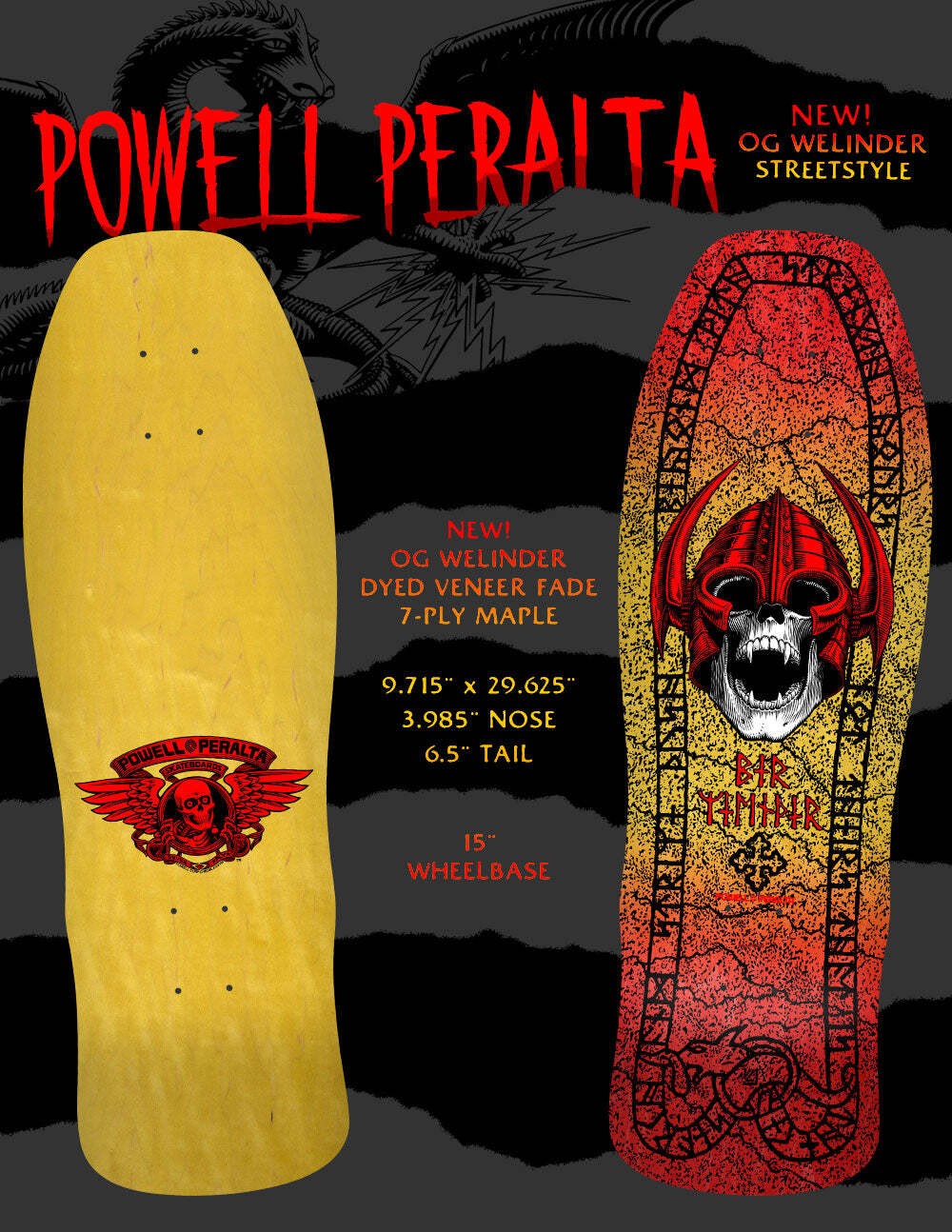 Powell Peralta Per Welinder Nordic Skull Red / Yellow Fade