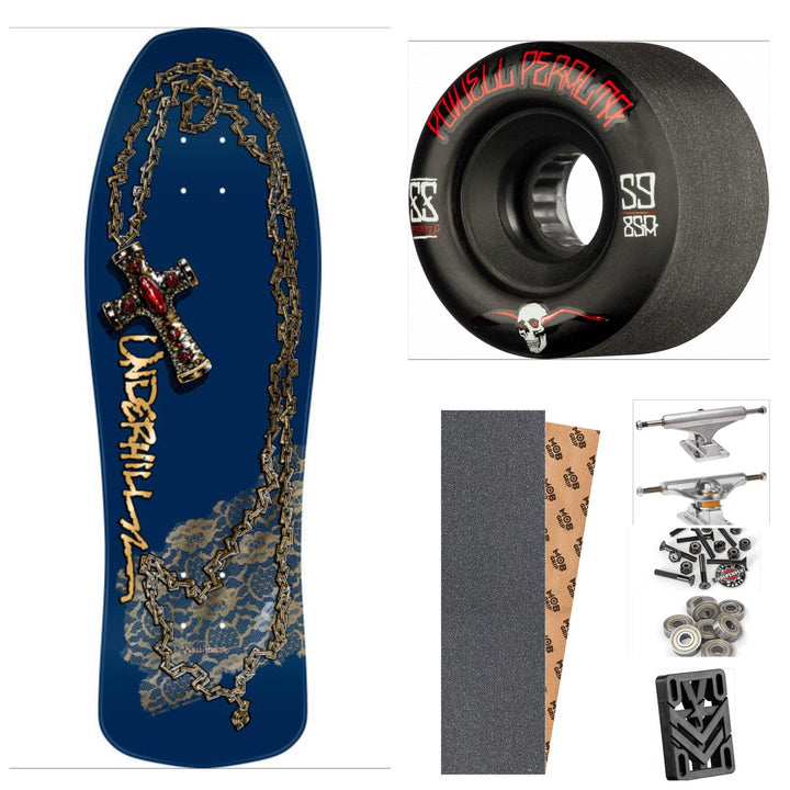 Powell Peralta Ray Underhill Chain Cross Navy Gold Foil 10" Complete Skateboard