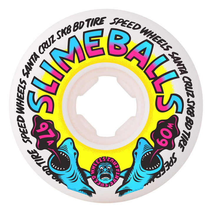 Slime Balls Heritage Shark Spew Vomits White 60mm 97a Skateboard Wheels